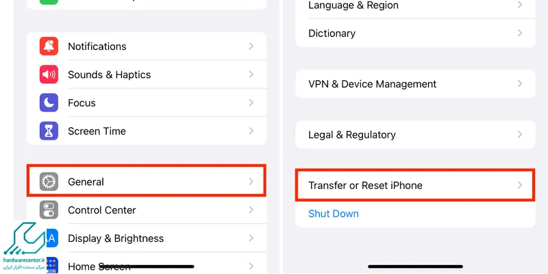 ریست تنظیمات موبایل اپل